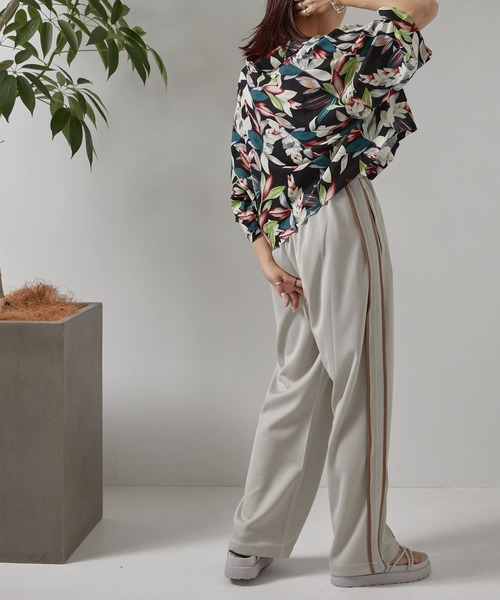 PUBLUX（パブリュクス）の「【PUBLUX/パブリュクス】ボタニカル開襟シャツ　アロハシャツ/花柄シャツ（シャツ/ブラウス・レディース・ブラック・ﾌﾘ-）」の8枚目の写真