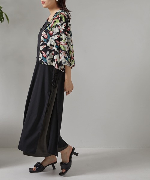 PUBLUX（パブリュクス）の「【PUBLUX/パブリュクス】ボタニカル開襟シャツ　アロハシャツ/花柄シャツ（シャツ/ブラウス・レディース・ブラック・ﾌﾘ-）」の11枚目の写真