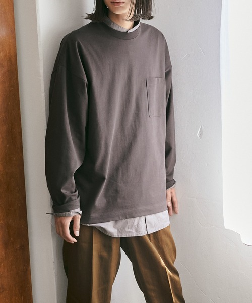 nowm（ノウム）の「【nowm】MERCERISED COTTON LOOSE BOX POCKET LONG SLEEVE TEE / ルーズ ポケットロングT（Tシャツ/カットソー・メンズ・ホワイト/ブラック/ダークネイビー・M/L）」の3枚目の写真