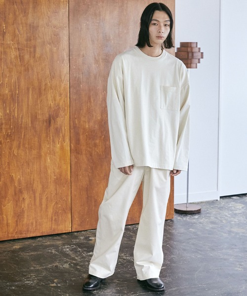 nowm（ノウム）の「【nowm】MERCERISED COTTON LOOSE BOX POCKET LONG SLEEVE TEE / ルーズ ポケットロングT（Tシャツ/カットソー・メンズ・ホワイト/ブラック/ダークネイビー・M/L）」の9枚目の写真