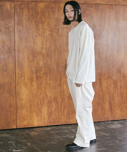 nowm（ノウム）の「【nowm】MERCERISED COTTON LOOSE BOX POCKET LONG SLEEVE TEE / ルーズ ポケットロングT（Tシャツ/カットソー・メンズ・ホワイト/ブラック/ダークネイビー・M/L）」の5枚目の写真