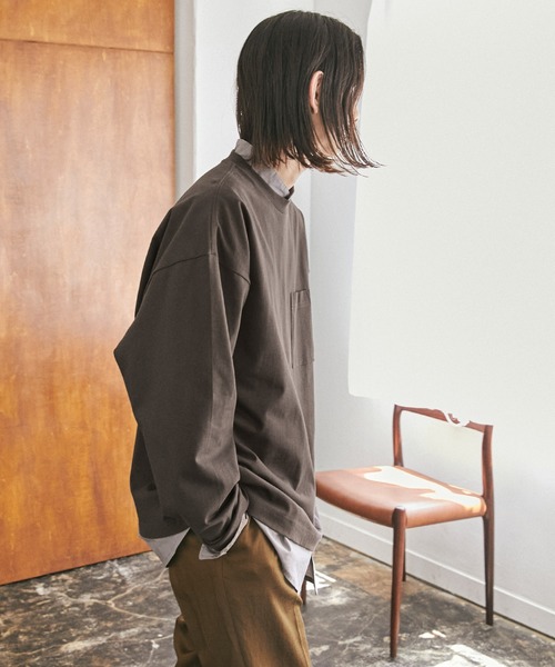 nowm（ノウム）の「【nowm】MERCERISED COTTON LOOSE BOX POCKET LONG SLEEVE TEE / ルーズ ポケットロングT（Tシャツ/カットソー・メンズ・ホワイト/ブラック/ダークネイビー・M/L）」の15枚目の写真