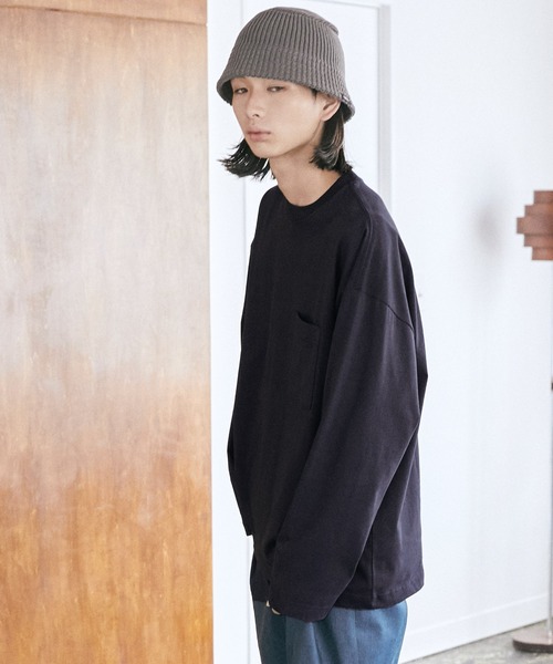 nowm（ノウム）の「【nowm】MERCERISED COTTON LOOSE BOX POCKET LONG SLEEVE TEE / ルーズ ポケットロングT（Tシャツ/カットソー・メンズ・ホワイト/ブラック/ダークネイビー・M/L）」の11枚目の写真