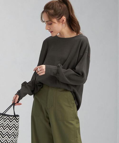 green label relaxing(グリーンレーベルリラクシング)の「裾ラウンド ワッフル プルオーバー カットソー(Tシャツ/カットソー・レディース・オフホワイト/ダークグレー/コバルトブルー・FREE)」の3枚目の写真