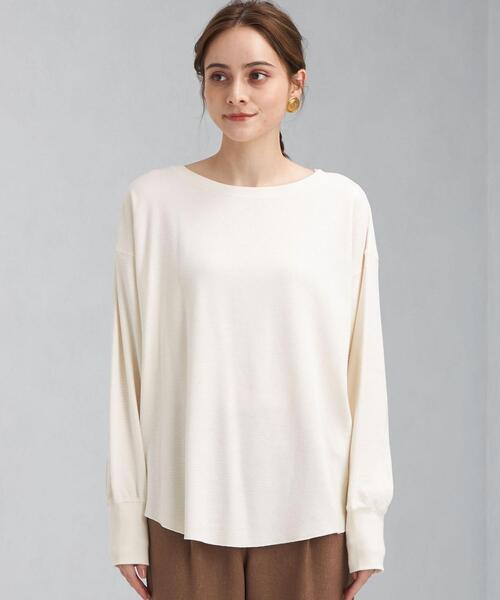 green label relaxing(グリーンレーベルリラクシング)の「裾ラウンド ワッフル プルオーバー カットソー(Tシャツ/カットソー・レディース・オフホワイト/ダークグレー/コバルトブルー・FREE)」の4枚目の写真