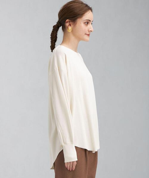 green label relaxing(グリーンレーベルリラクシング)の「裾ラウンド ワッフル プルオーバー カットソー(Tシャツ/カットソー・レディース・オフホワイト/ダークグレー/コバルトブルー・FREE)」の5枚目の写真