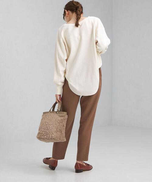 green label relaxing(グリーンレーベルリラクシング)の「裾ラウンド ワッフル プルオーバー カットソー(Tシャツ/カットソー・レディース・オフホワイト/ダークグレー/コバルトブルー・FREE)」の12枚目の写真