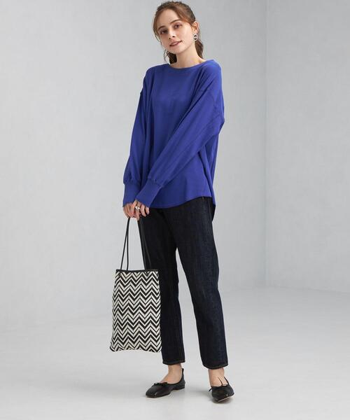 green label relaxing(グリーンレーベルリラクシング)の「裾ラウンド ワッフル プルオーバー カットソー(Tシャツ/カットソー・レディース・オフホワイト/ダークグレー/コバルトブルー・FREE)」の13枚目の写真