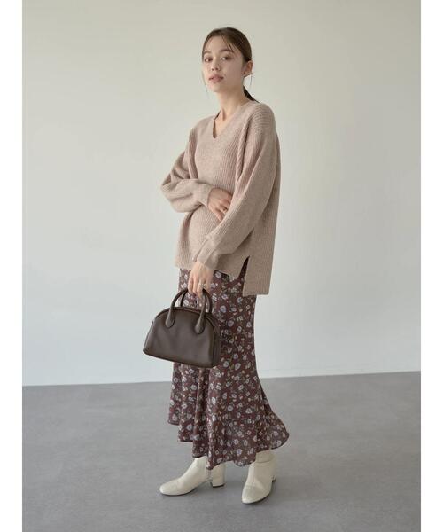 earth music&ecology（アースミュージックアンドエコロジー）の「フラワーセミフレアマーメイドスカート ＊（スカート・レディース・ネイビー/ブラウン/ブラック・FREE）」の8枚目の写真