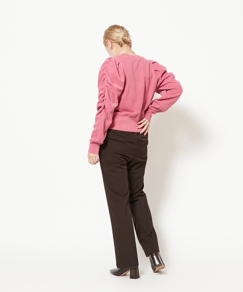 CIAOPANIC(チャオパニック)の「ピグメントギャザースリーブプルオーバー(スウェット・レディース・チャコールグレー/ベージュ/ピンク・FREE)」の9枚目の写真