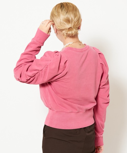 CIAOPANIC(チャオパニック)の「ピグメントギャザースリーブプルオーバー(スウェット・レディース・チャコールグレー/ベージュ/ピンク・FREE)」の8枚目の写真