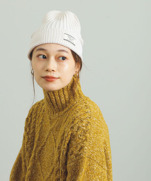 BEAMS HEART（ビームスハート）の「BEAMS HEART / 裏編み リブ ワッチキャップ（ニットキャップ/ビーニー・レディース・ワイン/ブラック/ホワイト系その他5・ONE SIZE）」の2枚目の写真