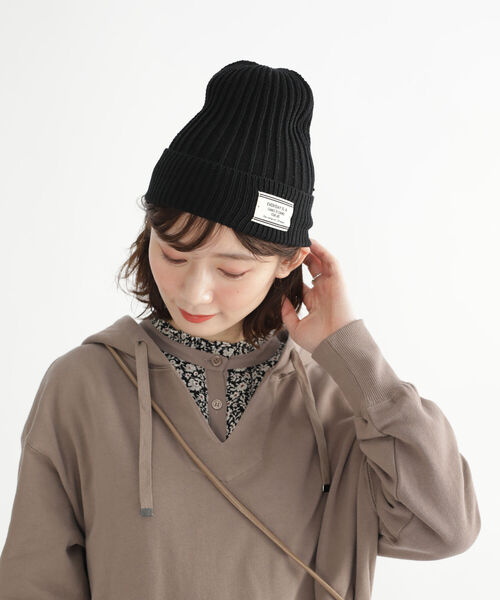 BEAMS HEART（ビームスハート）の「BEAMS HEART / 裏編み リブ ワッチキャップ（ニットキャップ/ビーニー・レディース・ワイン/ブラック/ホワイト系その他5・ONE SIZE）」の5枚目の写真