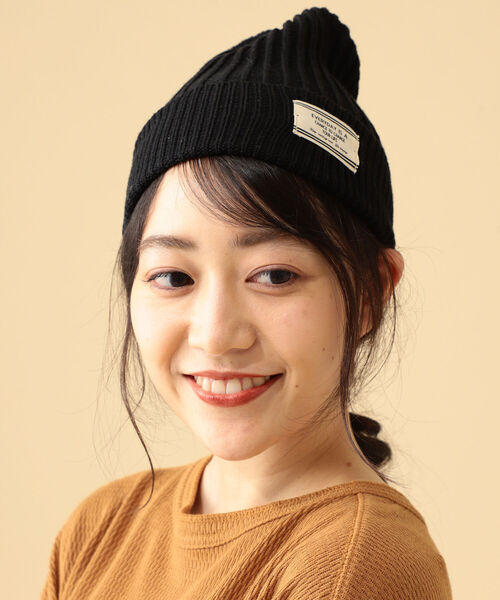 BEAMS HEART（ビームスハート）の「BEAMS HEART / 裏編み リブ ワッチキャップ（ニットキャップ/ビーニー・レディース・ワイン/ブラック/ホワイト系その他5・ONE SIZE）」の6枚目の写真