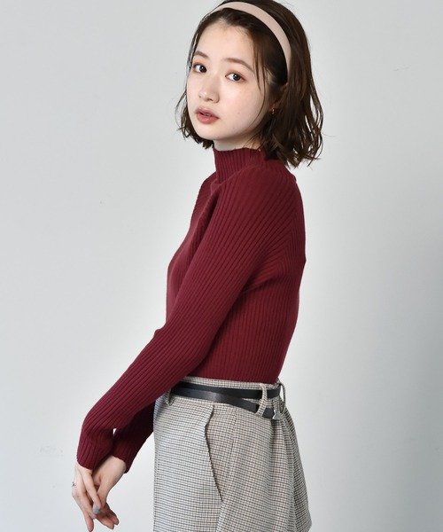 RETRO GIRL（レトロガール）の「リブハイネックニット（ニット/セーター・レディース・アイボリー/グリーン/オレンジ/ライトグレー/レッド/ブラック/マスタード/ダークブラウン/ダークグリーン/ライトグリーン・FREE）」の14枚目の写真