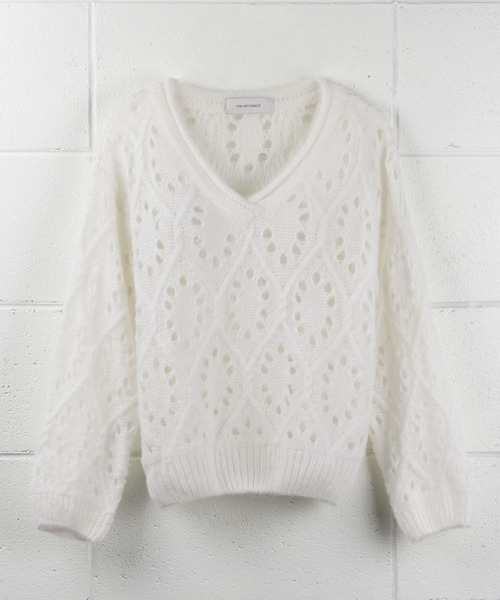 me+em select（ミームセレクト）の「モヘアタッチアラン模様透かし編み