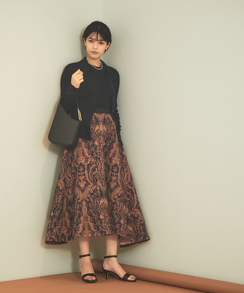 Rouge vif（ルージュヴィフ）の「【アンサンブル対応】ワイドリブポロニットカーディガン（カーディガン/ボレロ・レディース・ホワイト/サックスブルー/ダークブラウン/ブラック・フリー）」の16枚目の写真