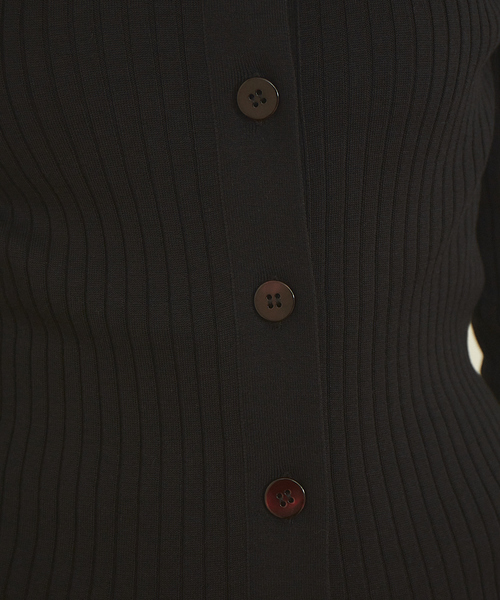 Rouge vif（ルージュヴィフ）の「【アンサンブル対応】ワイドリブポロニットカーディガン（カーディガン/ボレロ・レディース・ホワイト/サックスブルー/ダークブラウン/ブラック・フリー）」の14枚目の写真