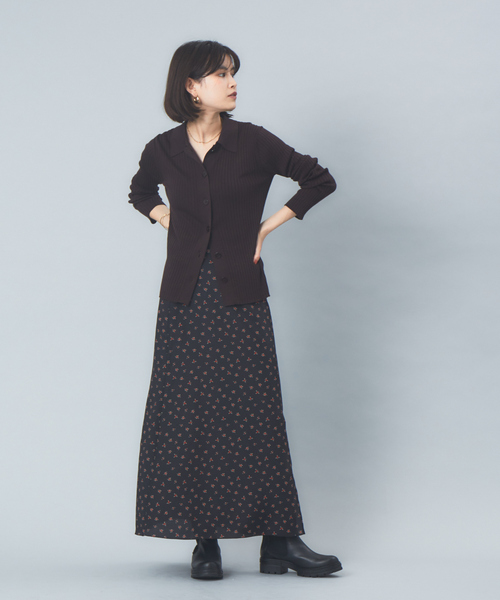 Rouge vif（ルージュヴィフ）の「【アンサンブル対応】ワイドリブポロニットカーディガン（カーディガン/ボレロ・レディース・ホワイト/サックスブルー/ダークブラウン/ブラック・フリー）」の12枚目の写真