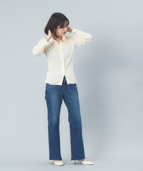 Rouge vif（ルージュヴィフ）の「【アンサンブル対応】ワイドリブポロニットカーディガン（カーディガン/ボレロ・レディース・ホワイト/サックスブルー/ダークブラウン/ブラック・フリー）」の22枚目の写真