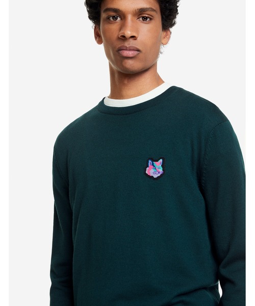 Maison Kitsune（メゾンキツネ）の「PIXEL FOX HEAD PATCH R-NECK PULLOVER（ニット/セーター・メンズ・ブラック系その他/ダークグリーン・S/M/L）」の7枚目の写真