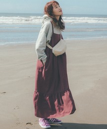 haco! | 【高橋愛さんコラボ】シンプルニットもロングTシャツも華やぐ！後ろデザインで360度可愛いキャミワンピース by LOVE&PEACE PROJECT(ワンピース)