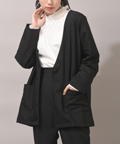 rps（アールピーエス）の「ノーカラージャケット（ノーカラージャケット・レディース・ブラック/モカ・M）」の2枚目の写真