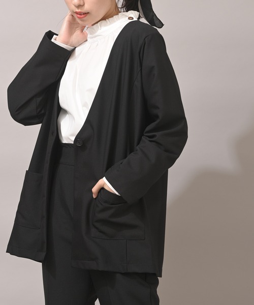 rps（アールピーエス）の「ノーカラージャケット（ノーカラージャケット・レディース・ブラック/モカ・M）」の6枚目の写真