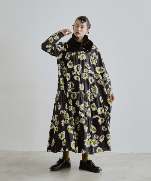 Uhr ティアードワンピース　yellow&black 3-4Y Uhr ティアードワンピース yellow&black 3-4Y