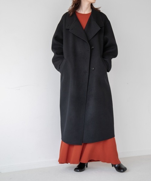 yuw（ユウ）の「W RIVER STAND COAT　237847（ステンカラーコート・レディース・ブラック/グリーン・FREE）」の2枚目の写真