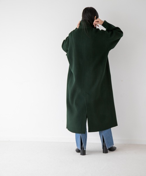 yuw（ユウ）の「W RIVER STAND COAT　237847（ステンカラーコート・レディース・ブラック/グリーン・FREE）」の3枚目の写真