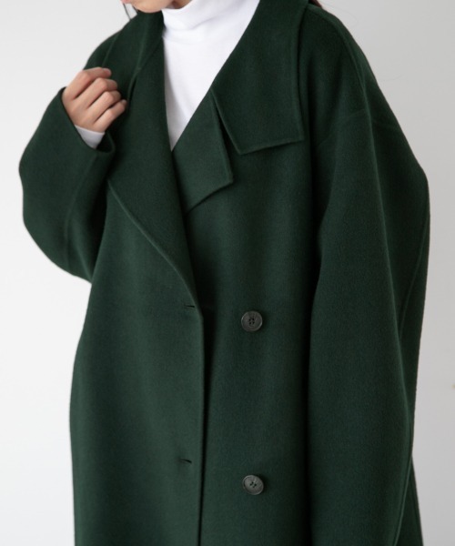 yuw（ユウ）の「W RIVER STAND COAT　237847（ステンカラーコート・レディース・ブラック/グリーン・FREE）」の10枚目の写真