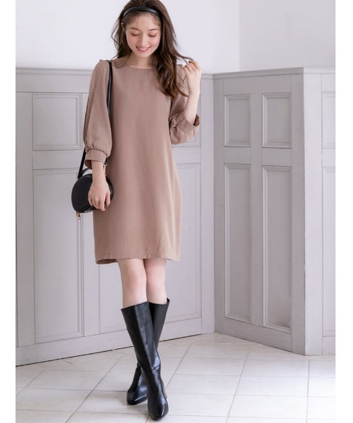 fifth（フィフス）の「シフォンスリーブタイトミニワンピース（ワンピース・レディース・ブラック/スモークピンク・MEDIUM）」の2枚目の写真