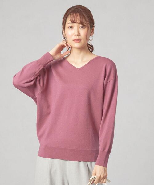 closet story(クローゼットストーリー)の「<closet story(クローゼットストーリー)>イージー Vネック ニット -ウォッシャブル-(ニット/セーター・レディース・ライトブルー/ピンク/ダークグレー・FREE)」の3枚目の写真