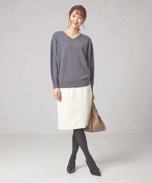 closet story(クローゼットストーリー)の「<closet story(クローゼットストーリー)>イージー Vネック ニット -ウォッシャブル-(ニット/セーター・レディース・ライトブルー/ピンク/ダークグレー・FREE)」の7枚目の写真