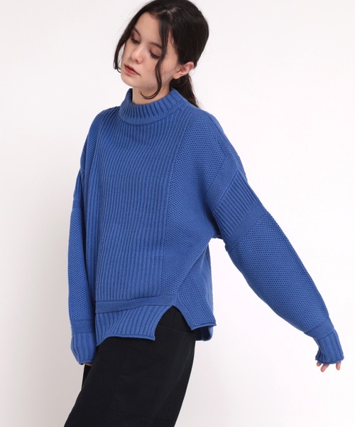 RNA-N（アールエヌエーエヌ）の「K2558 畦ハニカムプルオーバー（ニット/セーター・レディース・ブルー/キナリ/ブラック/ベージュ・MEDIUM）」の10枚目の写真