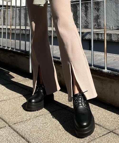 R&E（アールアンドイー）の「【R&E】厚底ソールレースアップマニッシュシューズ（ローファー・レディース・ブラック/ブラック系その他/アイボリー・S/M/L/LL）」の18枚目の写真