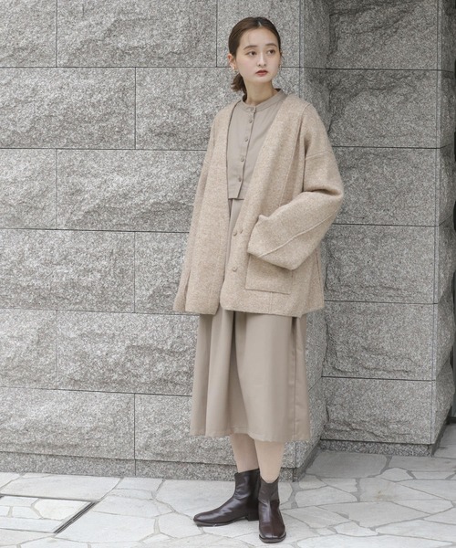 SENSE OF PLACE by URBAN RESEARCH(センスオブプレイスバイアーバンリサーチ)の「ワイドスリーブノーカラーニットコート(その他アウター・レディース・ブルー/ライトブラウン/グレー・ONE)」の8枚目の写真