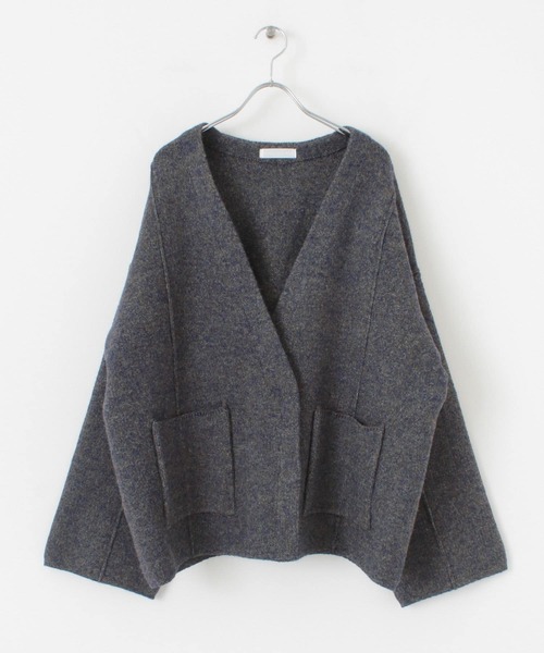 SENSE OF PLACE by URBAN RESEARCH(センスオブプレイスバイアーバンリサーチ)の「ワイドスリーブノーカラーニットコート(その他アウター・レディース・ブルー/ライトブラウン/グレー・ONE)」の11枚目の写真