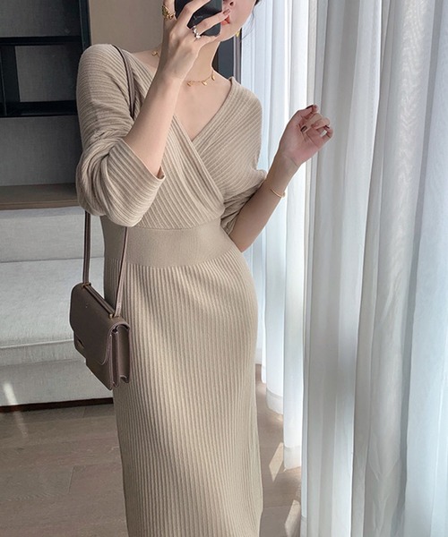 セール ニットカシュクールタイトワンピース ワンピース Jewelobe ジュエローブ のファッション通販 Zozotown
