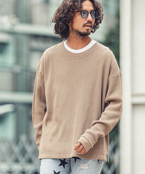 MARBLES（マーブルズ）の「mlt3662-HQ WAFFLE L-SL TEE カットソー（Tシャツ/カットソー・メンズ・ネイビー/トップグレー/ベージュ/ブラウン・XL/M/L/S）」の3枚目の写真