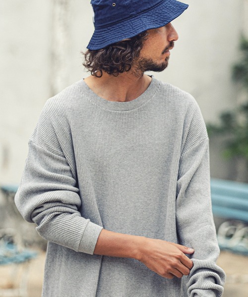 MARBLES（マーブルズ）の「mlt3662-HQ WAFFLE L-SL TEE カットソー（Tシャツ/カットソー・メンズ・ネイビー/トップグレー/ベージュ/ブラウン・XL/M/L/S）」の2枚目の写真