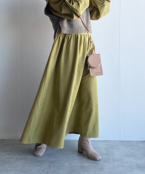 w closet（ダブルクローゼット）の「ギャザーワンピース+7GニットベストSET（ワンピース・レディース・アイボリー/オリーブ/ブラウン/ブラック/ブラック系その他・FREE）」の15枚目の写真