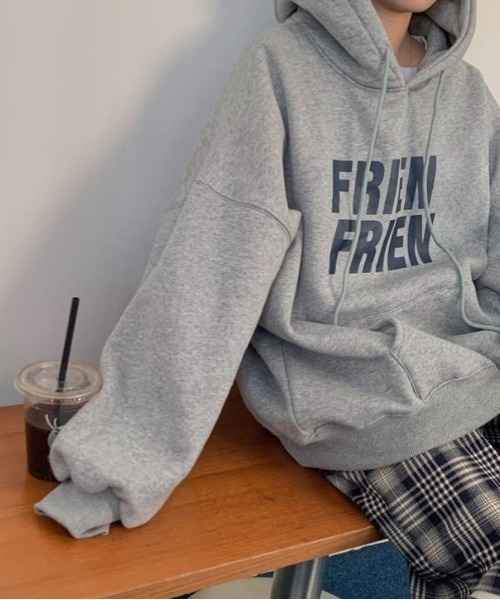 SONA（ソナ）の「SONYUNARA 英文プリントオーバーフィットフードスウェット（パーカー・レディース・グレー/アイボリー・FREE）」の11枚目の写真