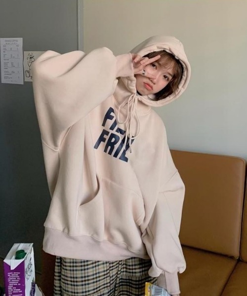 SONA（ソナ）の「SONYUNARA 英文プリントオーバーフィットフードスウェット（パーカー・レディース・グレー/アイボリー・FREE）」の10枚目の写真