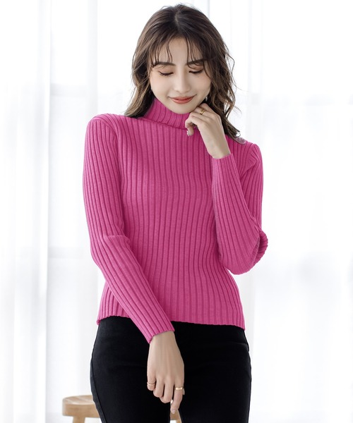 Julia Boutique（ジュリアブティック）の「パーソナルカラー長袖ニットトップス/21700（ニット/セーター・レディース・ブラック/ホワイト/ブラウン/ピンク/ネイビー/パープル/ブルー/ベージュ/マスタード/ボルドー/チャコール/グリーン/イエロー/アイボリー/ミント/ピンク系/オレンジ系・ONE）」の15枚目の写真