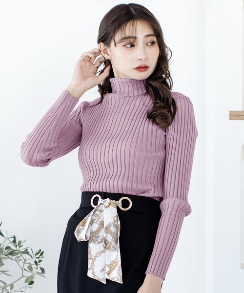 Julia Boutique（ジュリアブティック）の「パーソナルカラー長袖ニットトップス/21700（ニット/セーター・レディース・ブラック/ホワイト/ブラウン/ピンク/ネイビー/パープル/ブルー/ベージュ/マスタード/ボルドー/チャコール/グリーン/イエロー/アイボリー/ミント/ピンク系/オレンジ系・ONE）」の11枚目の写真