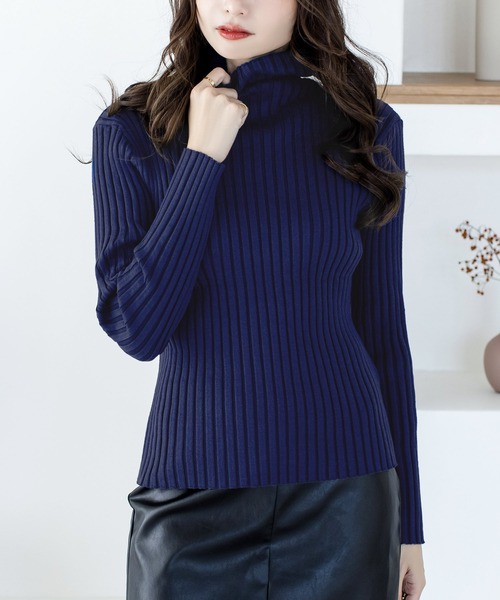 Julia Boutique（ジュリアブティック）の「パーソナルカラー長袖ニットトップス/21700（ニット/セーター・レディース・ブラック/ホワイト/ブラウン/ピンク/ネイビー/パープル/ブルー/ベージュ/マスタード/ボルドー/チャコール/グリーン/イエロー/アイボリー/ミント/ピンク系/オレンジ系・ONE）」の9枚目の写真