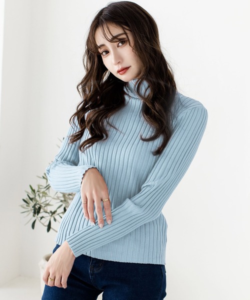 Julia Boutique（ジュリアブティック）の「パーソナルカラー長袖ニットトップス/21700（ニット/セーター・レディース・ブラック/ホワイト/ブラウン/ピンク/ネイビー/パープル/ブルー/ベージュ/マスタード/ボルドー/チャコール/グリーン/イエロー/アイボリー/ミント/ピンク系/オレンジ系・ONE）」の10枚目の写真