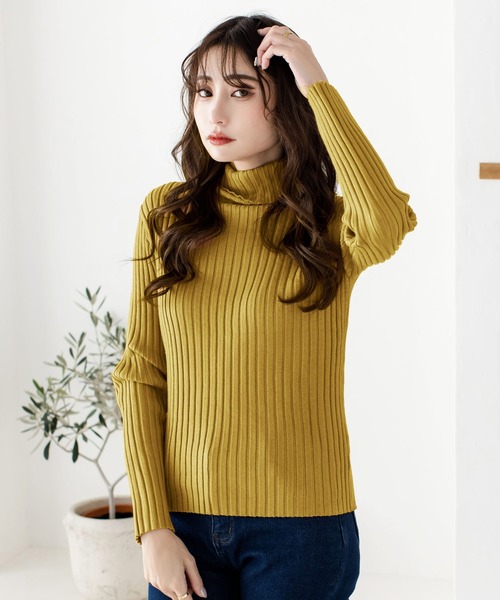 Julia Boutique（ジュリアブティック）の「パーソナルカラー長袖ニットトップス/21700（ニット/セーター・レディース・ブラック/ホワイト/ブラウン/ピンク/ネイビー/パープル/ブルー/ベージュ/マスタード/ボルドー/チャコール/グリーン/イエロー/アイボリー/ミント/ピンク系/オレンジ系・ONE）」の13枚目の写真